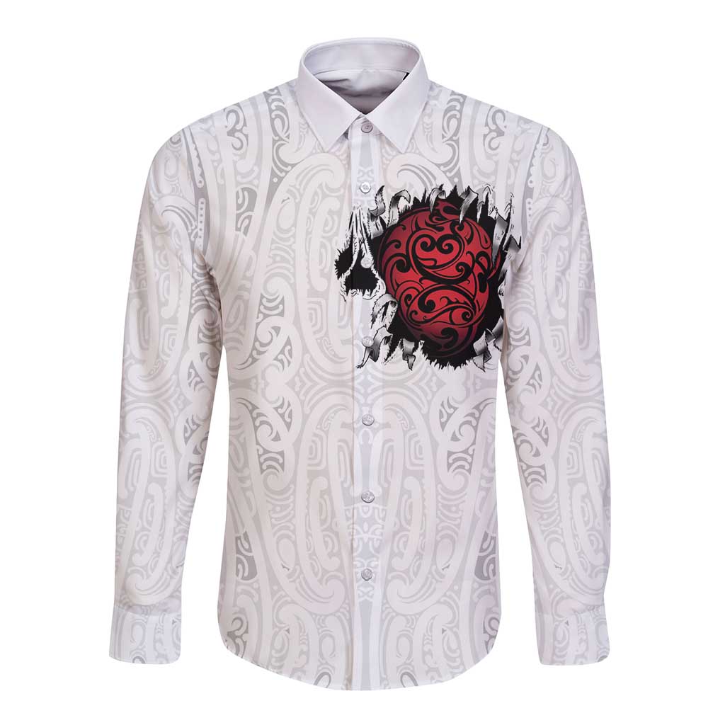 New Zealand Maori Heart Tribal Personalised Long Sleeve Button Shirt Polynesian Patterns