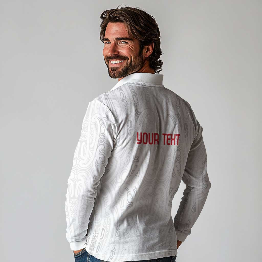 New Zealand Maori Heart Tribal Personalised Long Sleeve Polo Shirt Polynesian Patterns