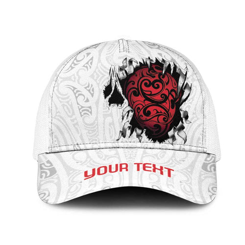 New Zealand Maori Heart Tribal Personalised Mesh Trucker Cap Polynesian Patterns