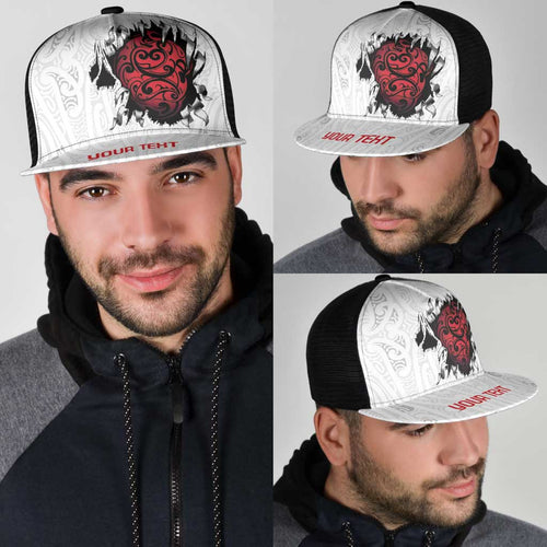 New Zealand Maori Heart Tribal Personalised Mesh Trucker Cap Polynesian Patterns