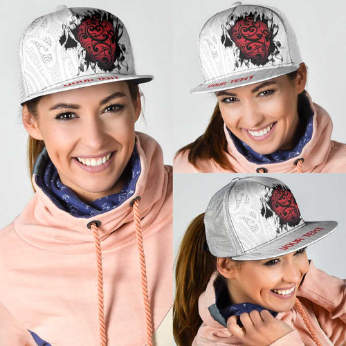 New Zealand Maori Heart Tribal Personalised Mesh Trucker Cap Polynesian Patterns