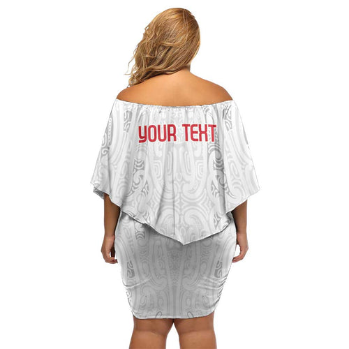 New Zealand Maori Heart Tribal Personalised Off Shoulder Short Dress Polynesian Patterns