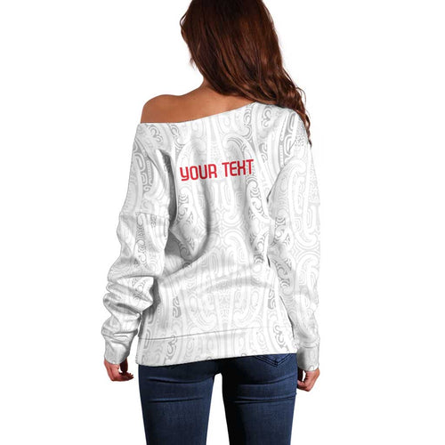 New Zealand Maori Heart Tribal Personalised Off Shoulder Sweater Polynesian Patterns