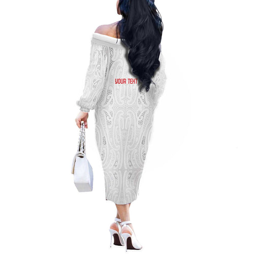 New Zealand Maori Heart Tribal Personalised Off The Shoulder Long Sleeve Dress Polynesian Patterns