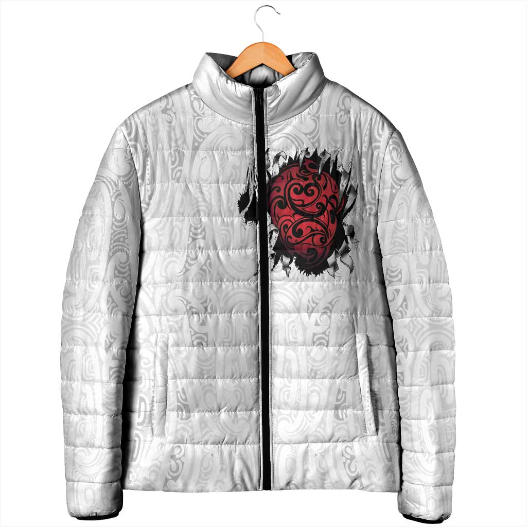 New Zealand Maori Heart Tribal Personalised Padded Jacket Polynesian Patterns