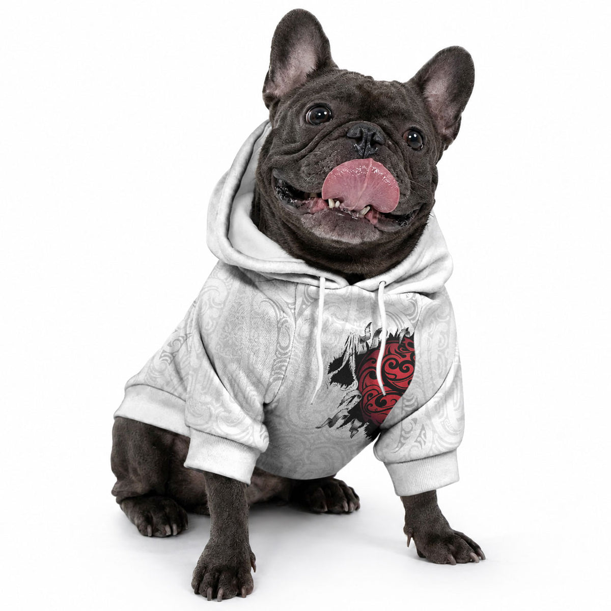 New Zealand Maori Heart Tribal Personalised Pet Hoodie Polynesian Patterns