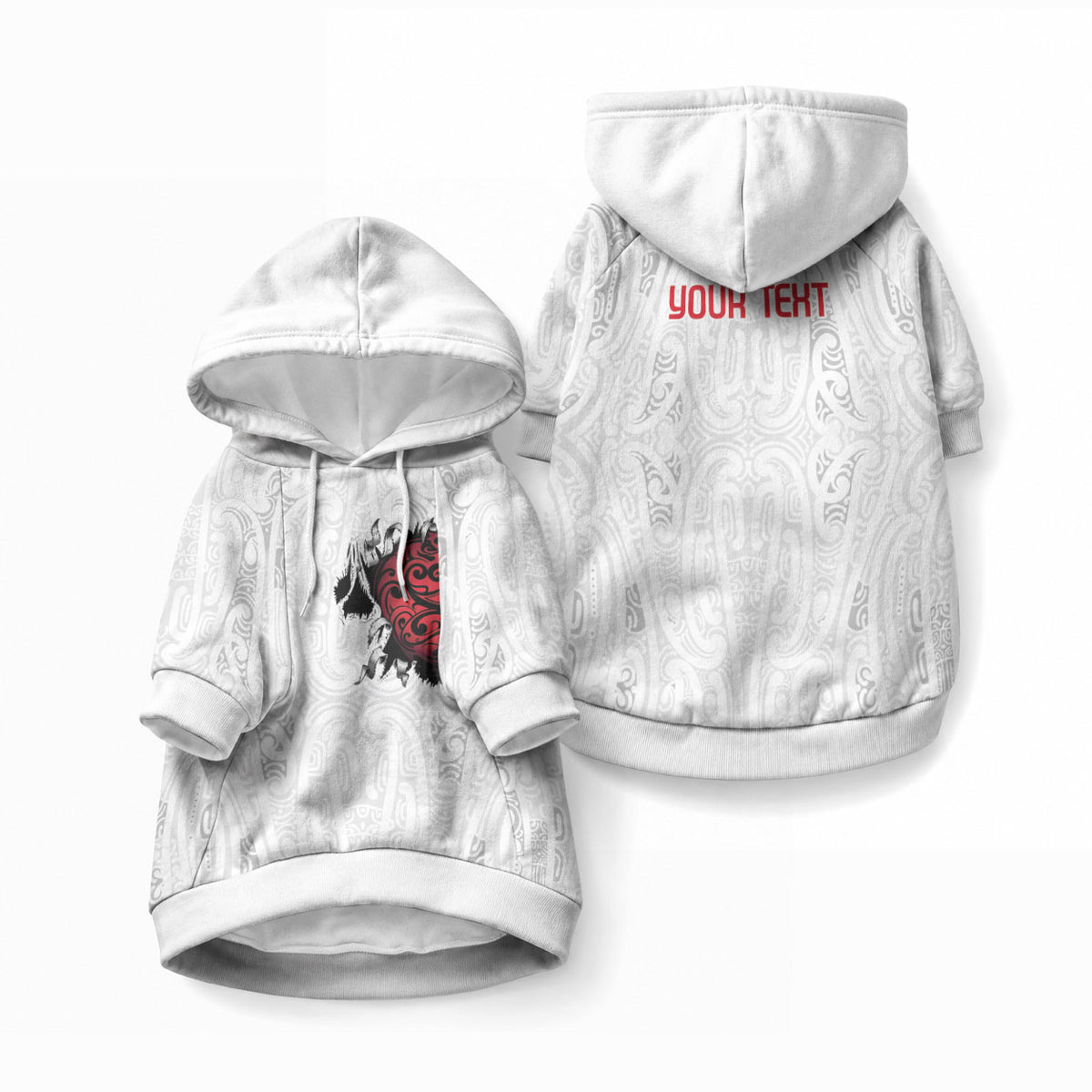 New Zealand Maori Heart Tribal Personalised Pet Hoodie Polynesian Patterns