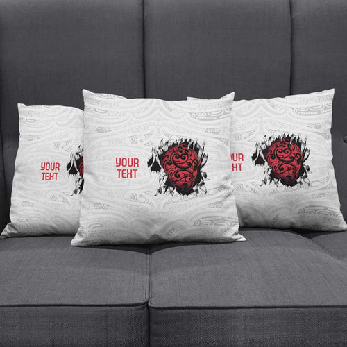 New Zealand Maori Heart Tribal Personalised Pillow Cover Polynesian Patterns