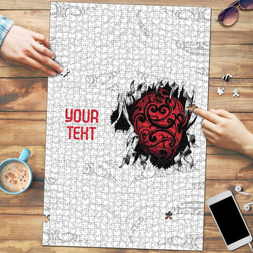 New Zealand Maori Heart Tribal Personalised Puzzle Polynesian Patterns