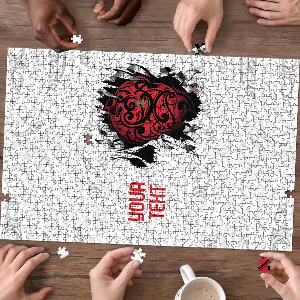 New Zealand Maori Heart Tribal Personalised Puzzle Polynesian Patterns