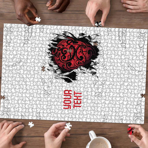 New Zealand Maori Heart Tribal Personalised Puzzle Polynesian Patterns