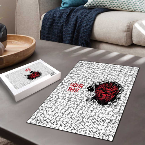 New Zealand Maori Heart Tribal Personalised Puzzle Polynesian Patterns