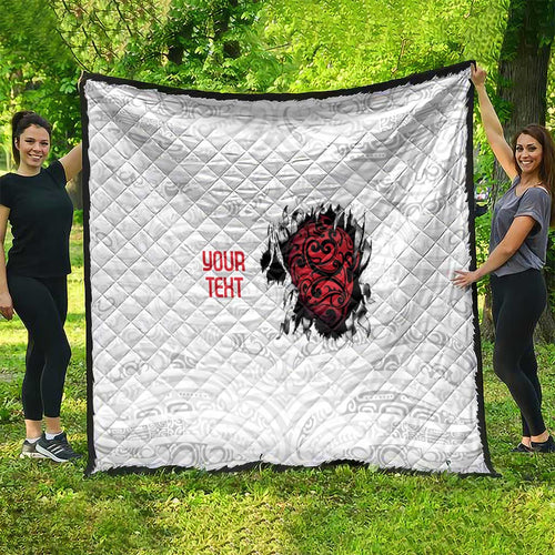 New Zealand Maori Heart Tribal Personalised Quilt Polynesian Patterns