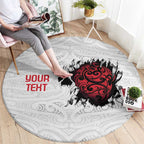 New Zealand Maori Heart Tribal Personalised Round Carpet Polynesian Patterns