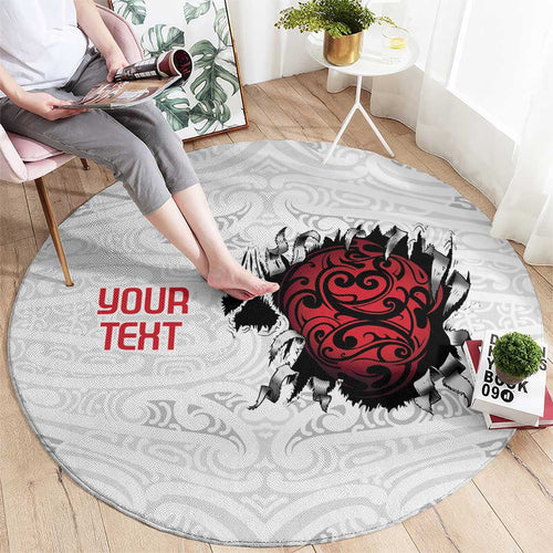 New Zealand Maori Heart Tribal Personalised Round Carpet Polynesian Patterns