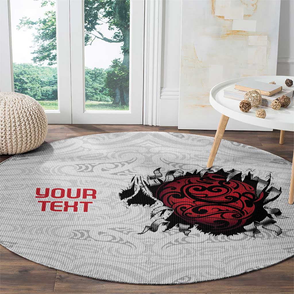 New Zealand Maori Heart Tribal Personalised Round Carpet Polynesian Patterns