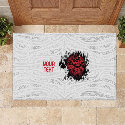 New Zealand Maori Heart Tribal Personalised Rubber Doormat Polynesian Patterns