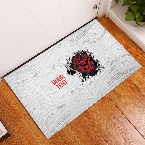 New Zealand Maori Heart Tribal Personalised Rubber Doormat Polynesian Patterns