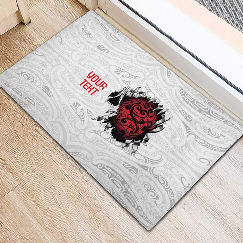 New Zealand Maori Heart Tribal Personalised Rubber Doormat Polynesian Patterns