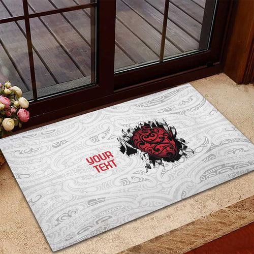 New Zealand Maori Heart Tribal Personalised Rubber Doormat Polynesian Patterns