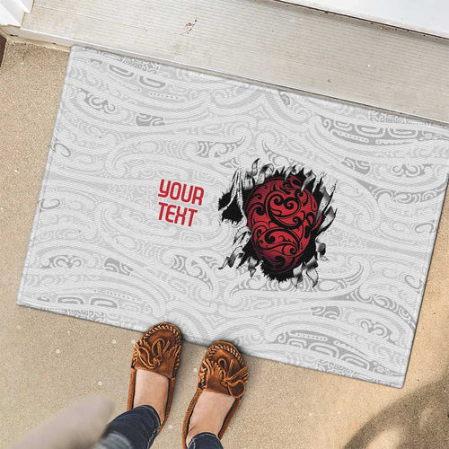 New Zealand Maori Heart Tribal Personalised Rubber Doormat Polynesian Patterns