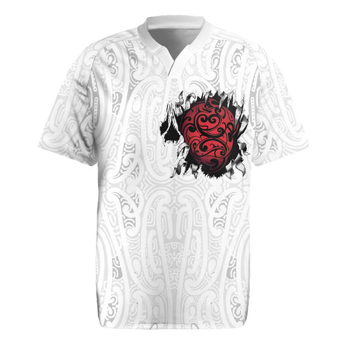 New Zealand Maori Heart Tribal Personalised Rugby Jersey Polynesian Patterns