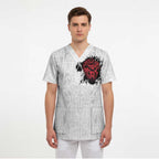 New Zealand Maori Heart Tribal Personalised Scrub Top Polynesian Patterns