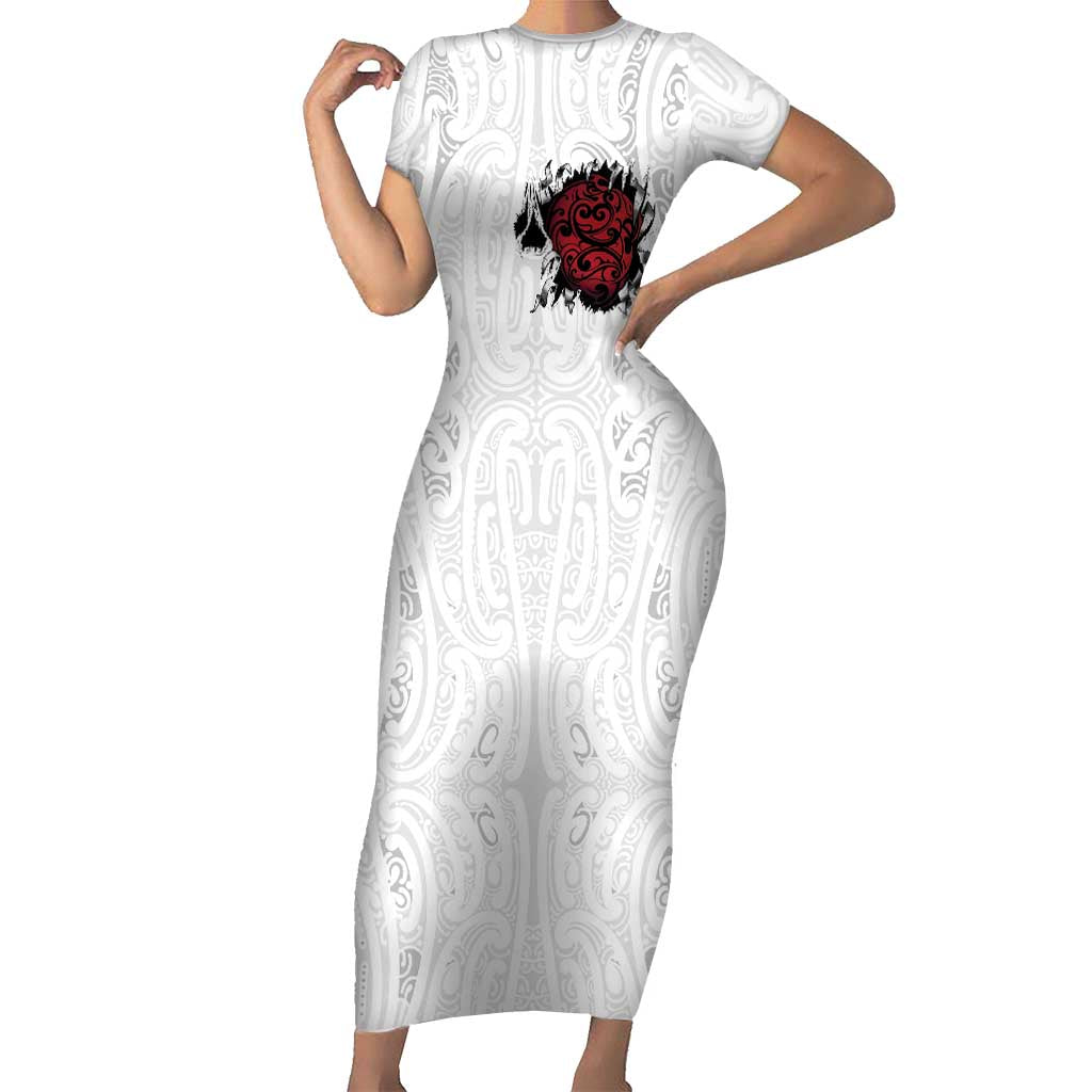 New Zealand Maori Heart Tribal Personalised Short Sleeve Bodycon Dress Polynesian Patterns