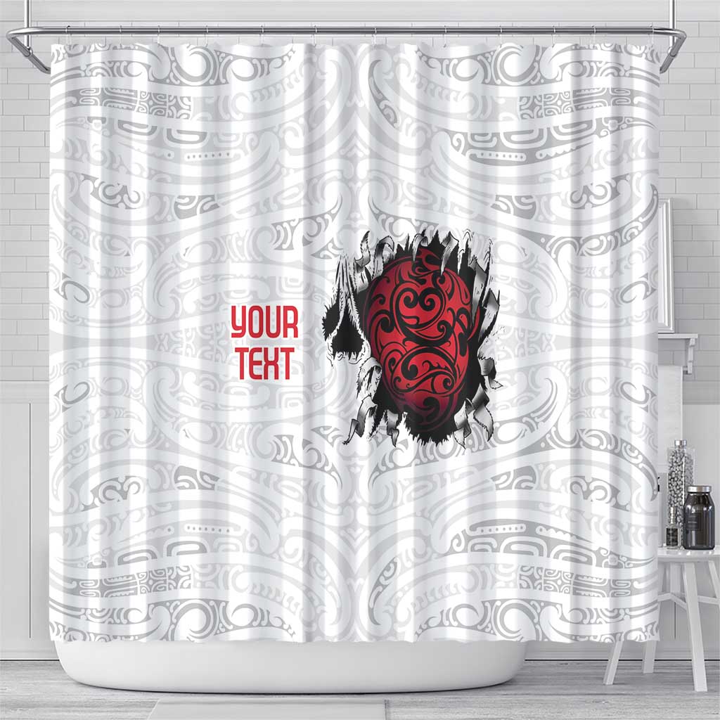 New Zealand Maori Heart Tribal Personalised Shower Curtain Polynesian Patterns