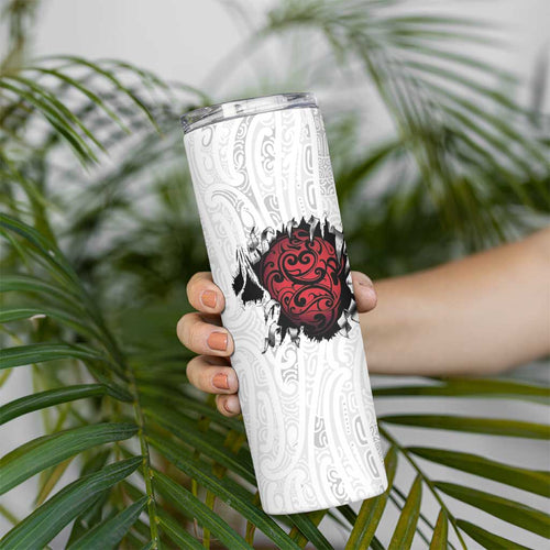 New Zealand Maori Heart Tribal Personalised Skinny Tumbler Polynesian Patterns