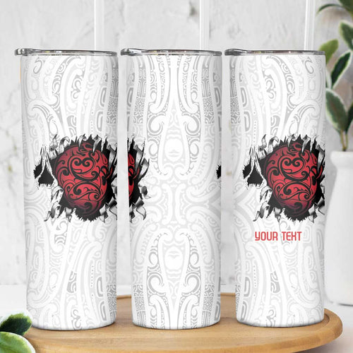 New Zealand Maori Heart Tribal Personalised Skinny Tumbler Polynesian Patterns