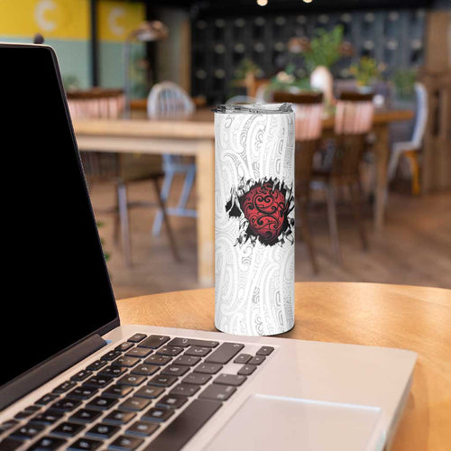 New Zealand Maori Heart Tribal Personalised Skinny Tumbler Polynesian Patterns