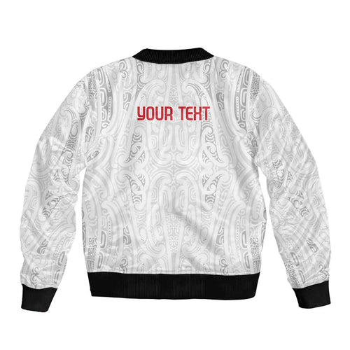 New Zealand Maori Heart Tribal Personalised Sleeve Zip Bomber Jacket Polynesian Patterns
