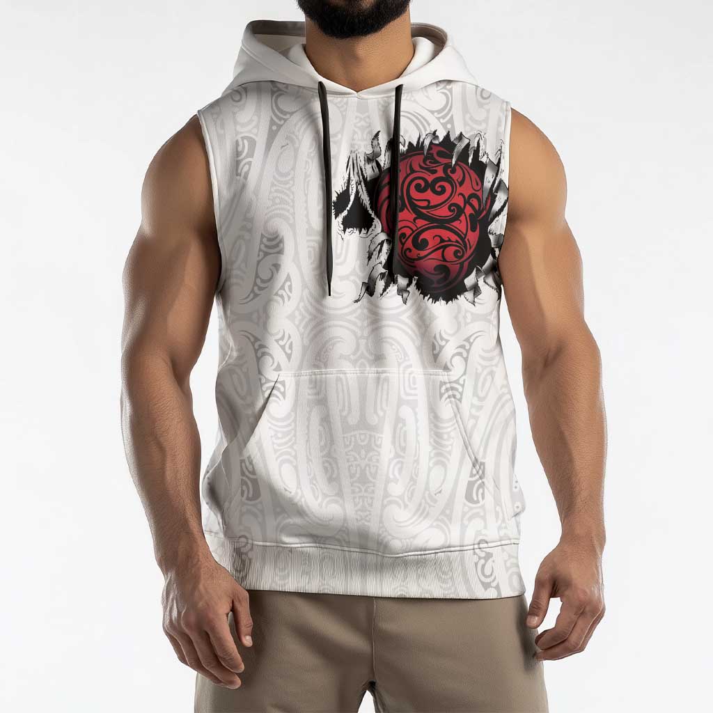 New Zealand Maori Heart Tribal Personalised Sleeveless Hoodie Polynesian Patterns