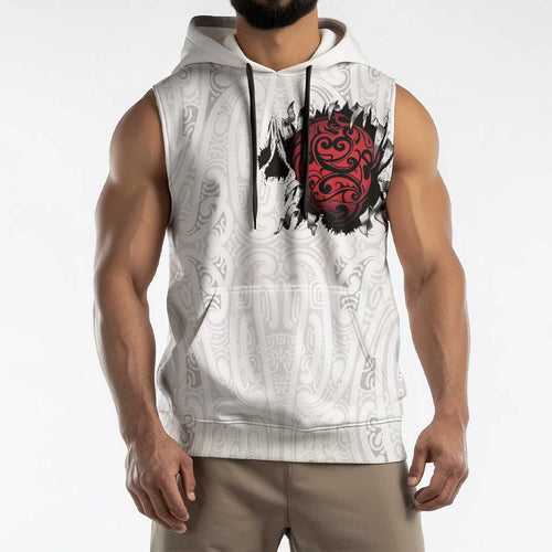 New Zealand Maori Heart Tribal Personalised Sleeveless Hoodie Polynesian Patterns