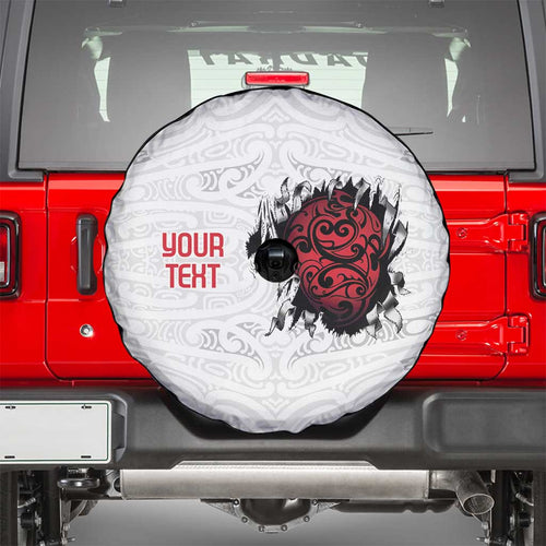 New Zealand Maori Heart Tribal Personalised Spare Tire Cover Polynesian Patterns