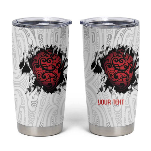 New Zealand Maori Heart Tribal Personalised Tumbler Cup Polynesian Patterns