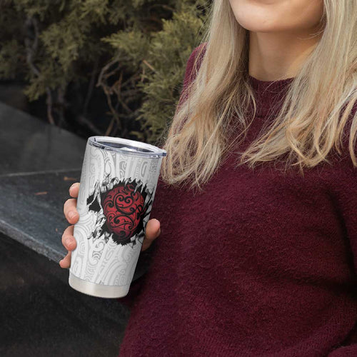 New Zealand Maori Heart Tribal Personalised Tumbler Cup Polynesian Patterns