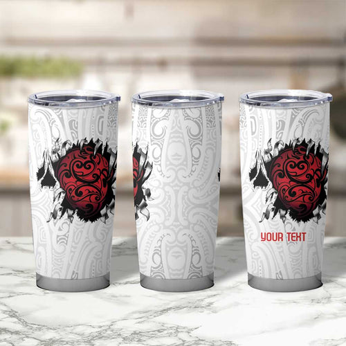 New Zealand Maori Heart Tribal Personalised Tumbler Cup Polynesian Patterns