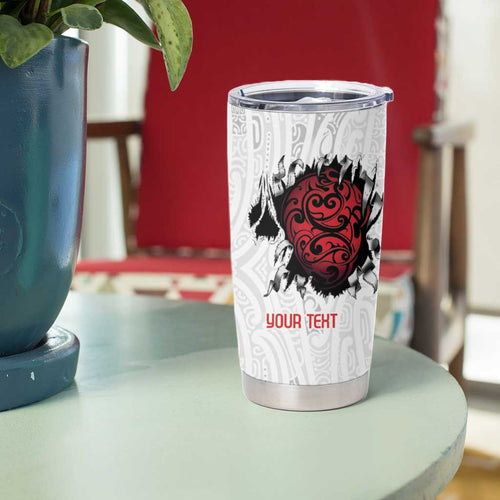 New Zealand Maori Heart Tribal Personalised Tumbler Cup Polynesian Patterns