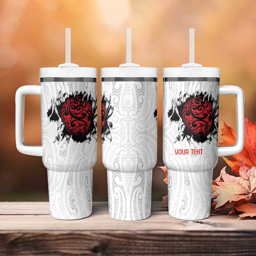 New Zealand Maori Heart Tribal Personalised Tumbler With Handle Polynesian Patterns