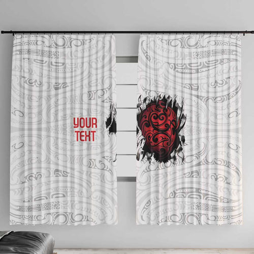 New Zealand Maori Heart Tribal Personalised Window Curtain Polynesian Patterns