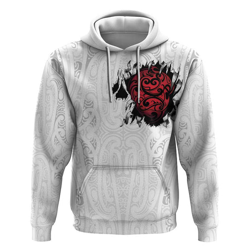 New Zealand Maori Heart Tribal Personalised Zip Hoodie Polynesian Patterns