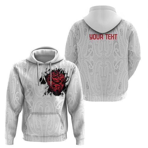 New Zealand Maori Heart Tribal Personalised Zip Hoodie Polynesian Patterns
