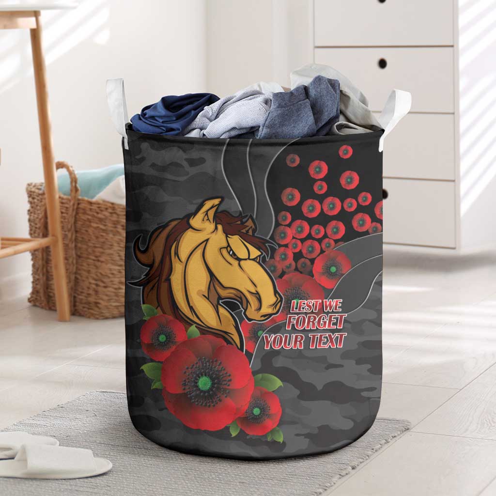 Brisbane Broncos ANZAC Personalised Laundry Basket Lest We Forget Poppy Camo