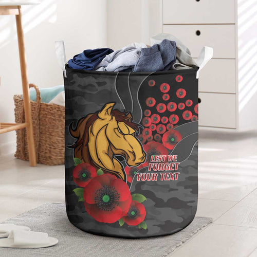Brisbane Broncos ANZAC Personalised Laundry Basket Lest We Forget Poppy Camo
