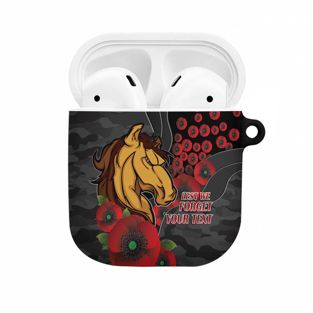 Brisbane Broncos ANZAC Personalised AirPods Case Lest We Forget Poppy Camo
