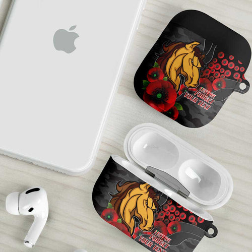 Brisbane Broncos ANZAC Personalised AirPods Case Lest We Forget Poppy Camo
