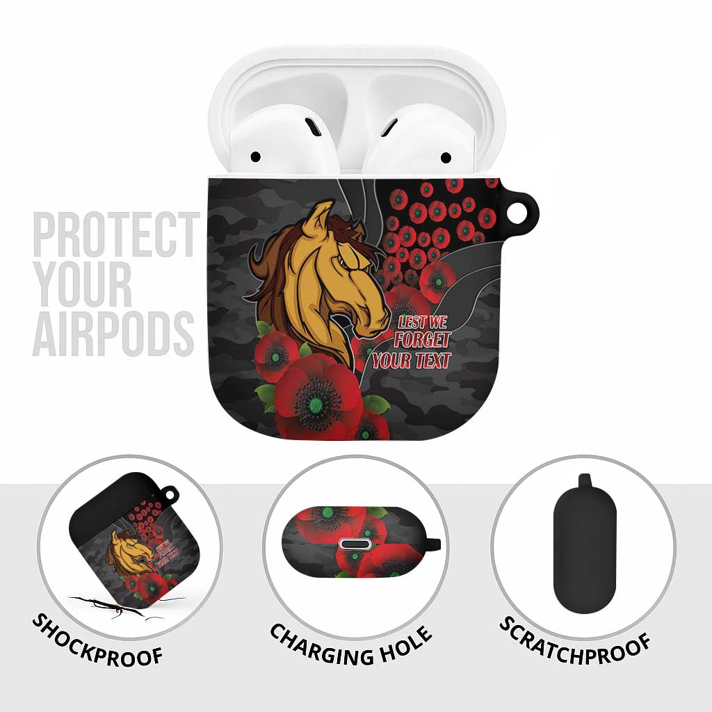 Brisbane Broncos ANZAC Personalised AirPods Case Lest We Forget Poppy Camo