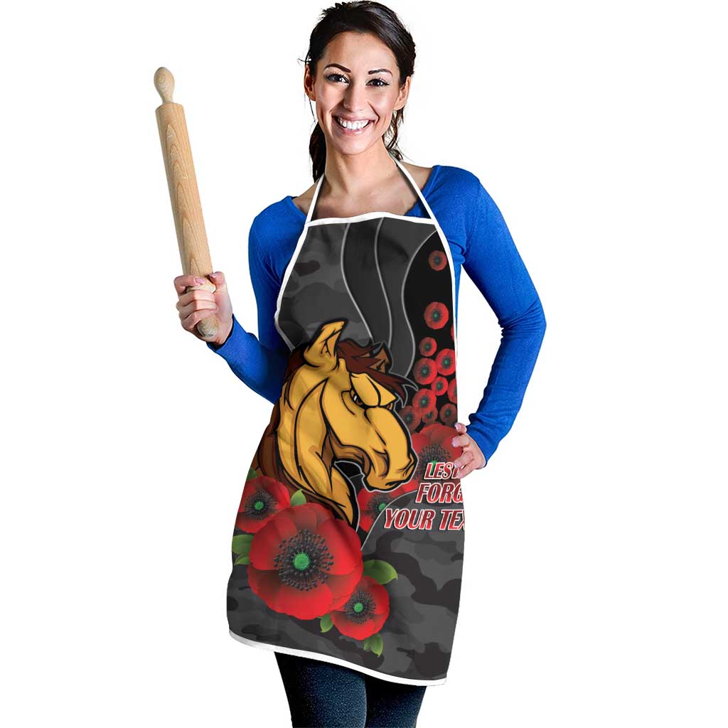 Brisbane Broncos ANZAC Personalised Apron Lest We Forget Poppy Camo